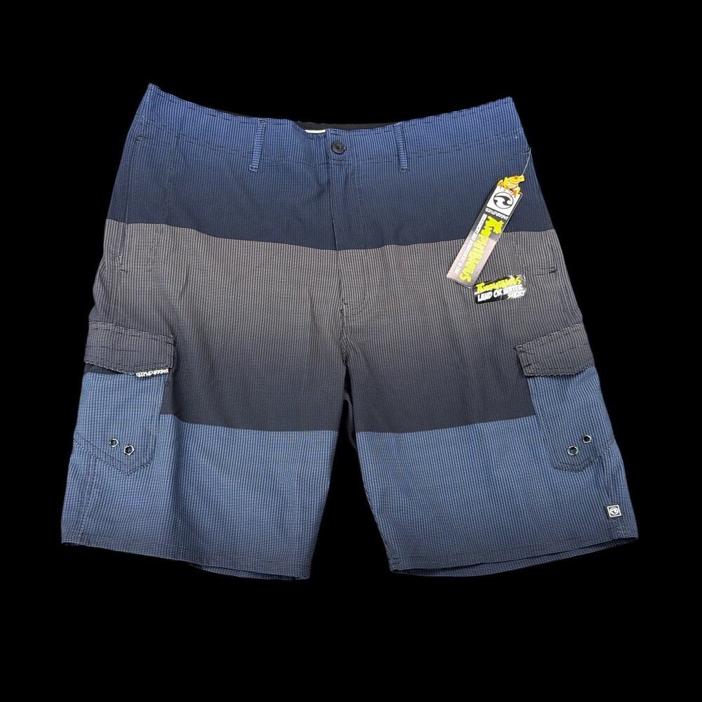 Ocean Current Amphibious Hybrid Cargo Shorts Mens Sz 38 Blue Gray Stretch NWT